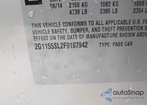 2015 Chevrolet Impala 1Lz from USA, damaged, VIN 2G1155SL2F9107942